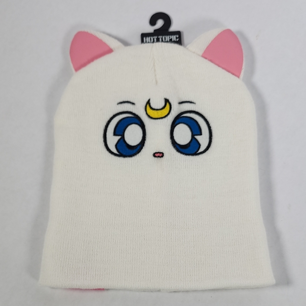 Sailor Moon Artemis Cat Hot Topic Exclusive Beanie Hat Cap White NEW